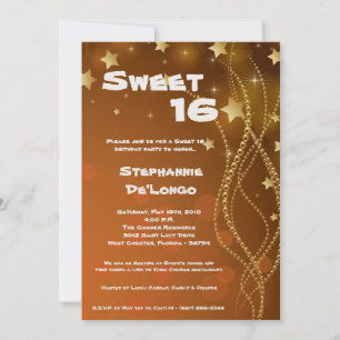 5x7 Glitz Glitter Sweet 16 Birthday Invitation