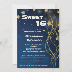 5x7 Glitz Glitter Sweet 16 Birthday Invitation