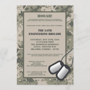 5x7 Going Away Invitation ARMY Camo ACU Print