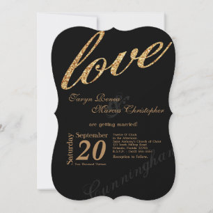 5x7 Gold Foil Glitter Love Wedding Invitation