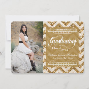 5x7 Gold Glitter Chevron Strip Senior Announcement