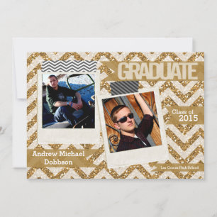 5x7 Gold Glitter Chevron Strip Senior Announcement