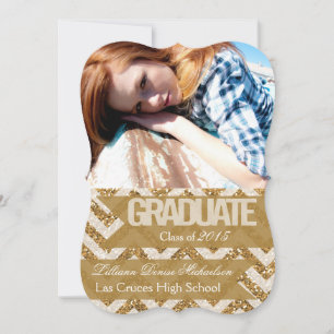 5x7 Gold Glitter Chevron Strip Senior Announcement