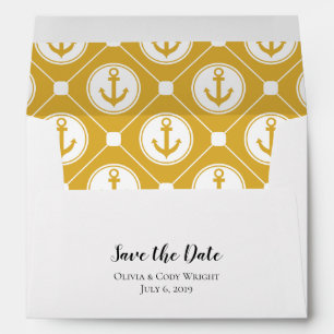 5x7 Gold White Nautical Save The Date Envelope