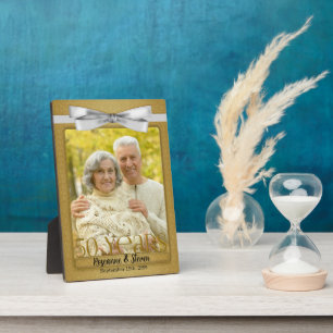 5x7 Golden 50th Wedding Anniversary Photo Plaque