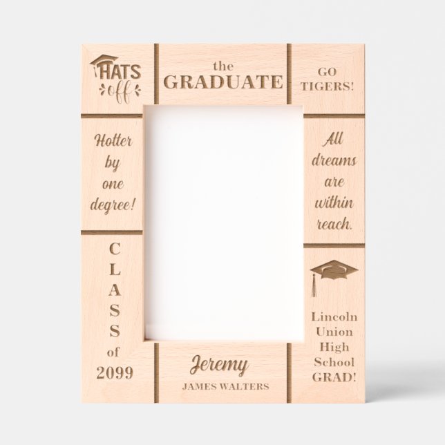 5x7 Graduate Class of Custom Name Year Portrait Etched Frames (Front)