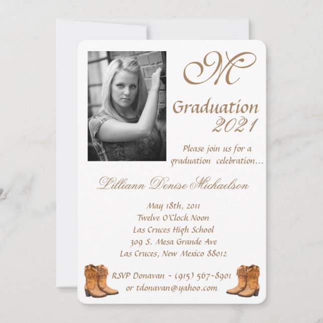 5x7 Graduation Part Invitation Summer Country Wedd (Front)
