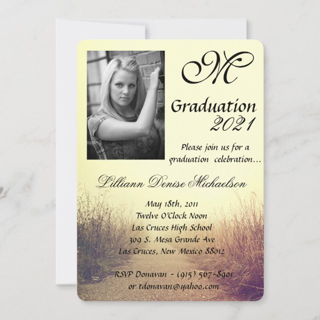 5x7 Graduation Part Invitation Sunrise Pathway Wal (Front)