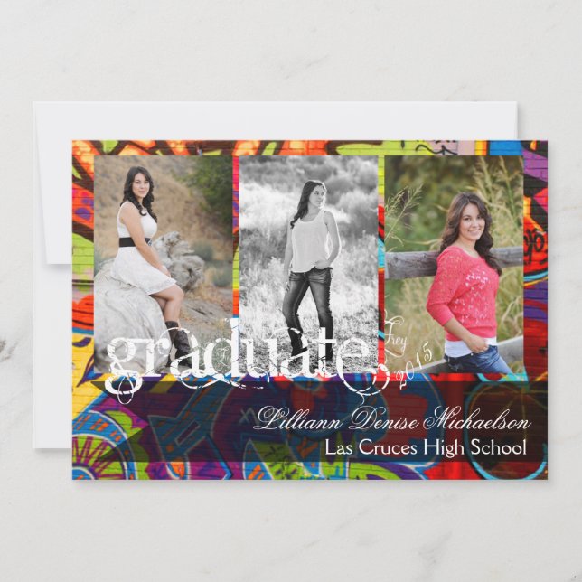 5x7 Graffiti Paint Air Brush Senior Announcement (Front)