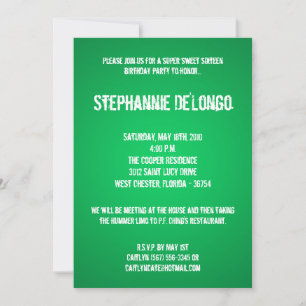 5x7 Green DJ Spin Turntable 16 Birthday Invitation