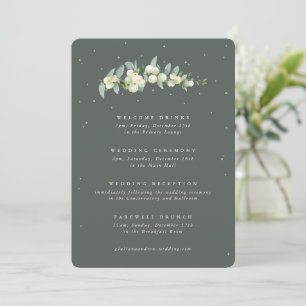 5x7 Green Snowberry+Eucalyptus Wedding Itinerary
