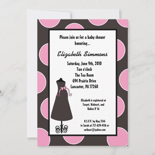 5x7 Grey Pink Silhouette Baby Shower Invitation (Front)