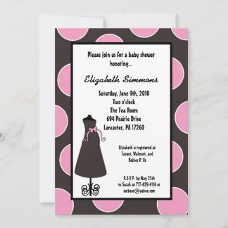 5x7 Grey Pink Silhouette Baby Shower Invitation