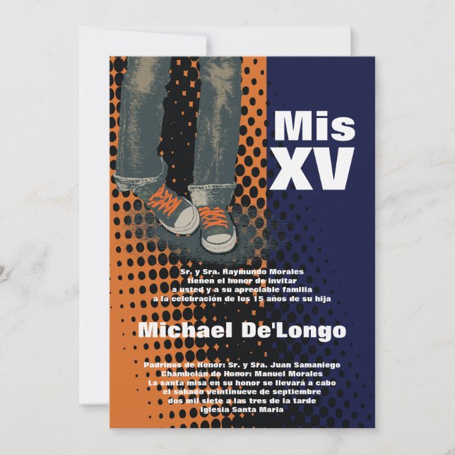 5x7 Grunge Sneaker Quinceanera Birthday Invitation (Front)