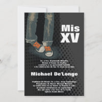 5x7 Grunge Sneaker Quinceanera Birthday Invitation