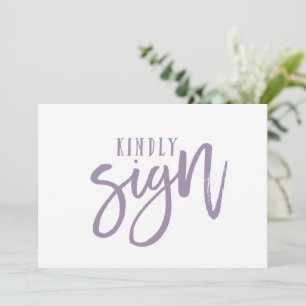 5X7 Guest Book Sign   Brush Calligraphy (Lavender)