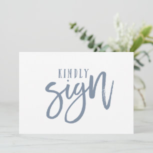 5X7 Guest Book Sign   Brush Script (Dusty Blue)