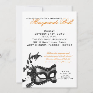 5x7 Halloween Masquerade Ball Mask Invitation