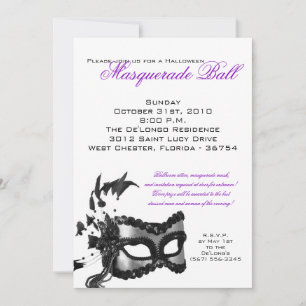 5x7 Halloween Masquerade Ball Mask Invitation