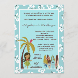 5x7 Hawaiian Luau Tropical Baby Shower Invitation