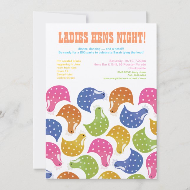 5X7 Hens Night Bachelorette Party Wedding Invite (Front)