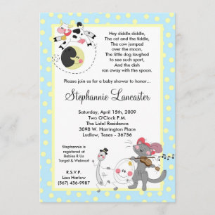 5x7 Hey Diddle Didd Nursery Baby Shower Invitation
