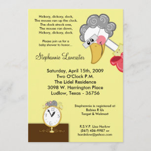 5x7 Hickory Dickory Nursery Baby Shower Invitation