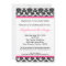 5x7 Hot Pink Blac Damask Birthday Party Invitation