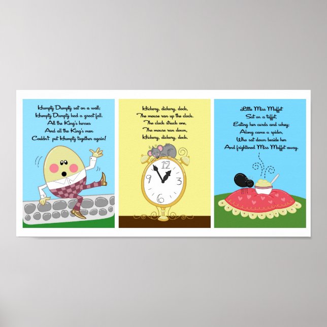 5x7 Humpty Hickory Miss Muffet Kids Room Wall Art (Front)