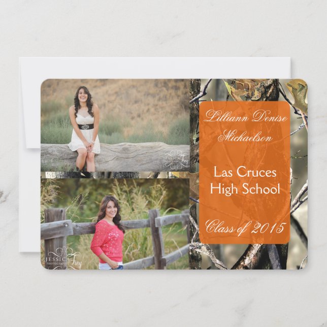 5x7 Hunters Camo Camouflage Senior Announcement (Front)