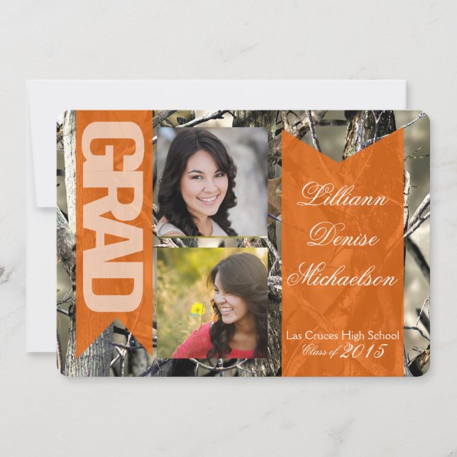 5x7 Hunters Camo Camouflage Senior Announcement (Front)