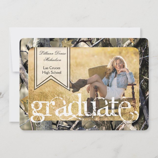 5x7 Hunters Camo Camouflage Senior Announcement (Front)