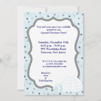 5x7 Icy Igloo Baby Blue Invitation