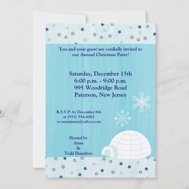 5x7 Icy Igloo Baby Blue Invitation (Front)