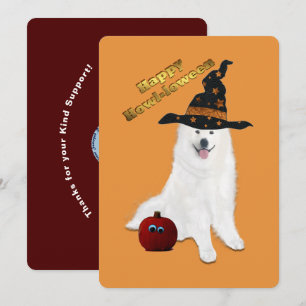 5X7 In. Flat Thank You Card Halloween Samoyed
