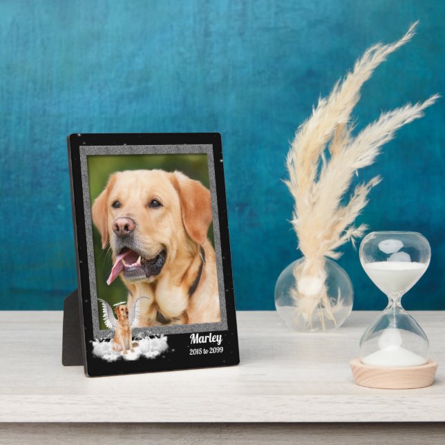 5x7 Inch Pet Memorial Photo with Golden Retriever Plaque (Side)