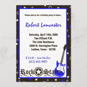 5x7 Invite - Boy Rock Star Birthday Invitation