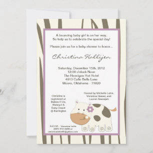 5x7 Jacana Girly Jungle Zoo Baby Shower Invitation