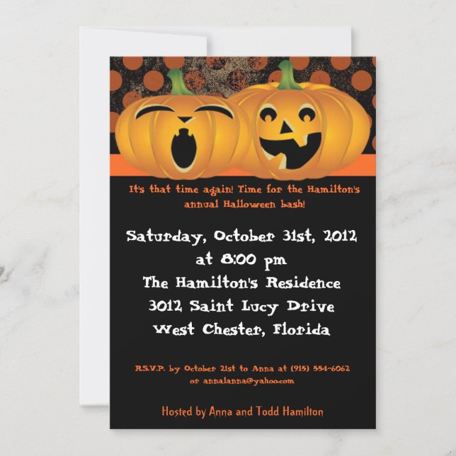 5x7 Jack-O-Lanterns Halloween Party Invitation (Front)