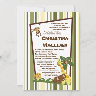 5x7 Jungle Babies Baby Shower Invitation
