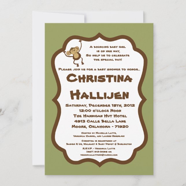 5x7 Jungle Babies Invitation (Front)