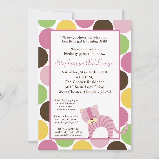 5x7 Jungle Queen Tiger Birthday Party Invitation (Front)