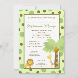 5x7 Jungle Safari Animal Baby Shower Invitation