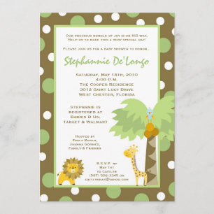 5x7 Jungle Safari Animal Baby Shower Invitation