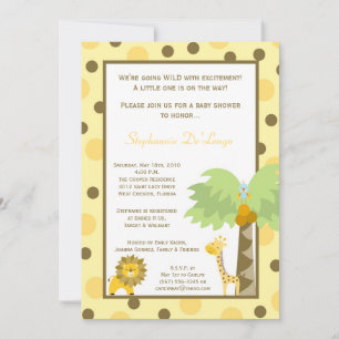 5x7 Jungle Safari Zoo Anima Baby Shower Invitation