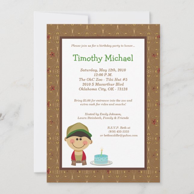 5x7 Kid Boy Birthday Party Invitation (Front)