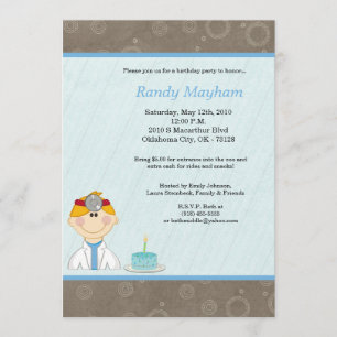 5x7 Kid Boy Doctor Birthday Party Invitation