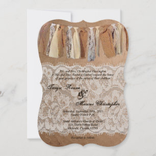 5x7 Kraft Paper Bag Lace Burlap Wedding Invitation