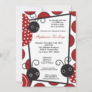 5x7 Lady Bug Spring Insect Baby Shower Invitation
