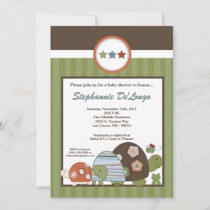 5x7 Laguna Turtle Frog Bee Baby Shower Invitation